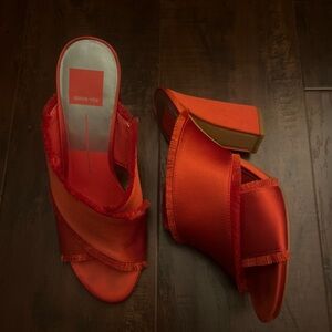 Dolce Vita Women's Orange Red Satin Mules